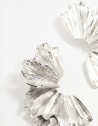 Rhodium Etched Half Flower Drop Earrings - link has visual effect only