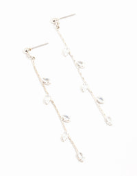 Silver Dainty Diamante Leaf Drop Earrings - link has visual effect only