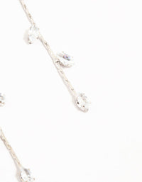 Silver Dainty Diamante Leaf Drop Earrings - link has visual effect only