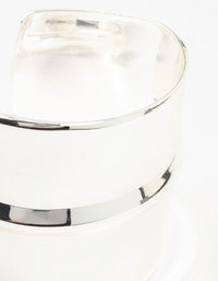 Silver Smooth Ribbed Large Wrist Cuff - link has visual effect only