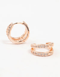 Rose Gold Plated Pave Mini Hoop Earrings - link has visual effect only