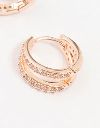 Rose Gold Plated Pave Mini Hoop Earrings - link has visual effect only