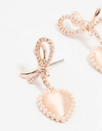 Rose Gold Plated Pearl Halo Heart Drop Earrings - link has visual effect only