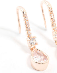 Rose Gold Plated Pave Hook Pear Drop Earrings - link has visual effect only