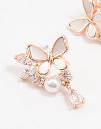 Rose Gold Plated Butterfly Pearl Mini Drop Earrings - link has visual effect only