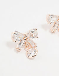 Rose Gold Plated Cubic Zirconia & Round Drop Earrings - link has visual effect only