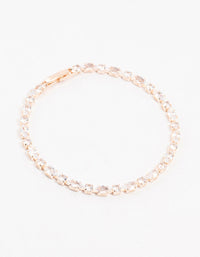 Rose Gold Plated Alternating Marquise & Round Cubic Zirconia Bracelet - link has visual effect only