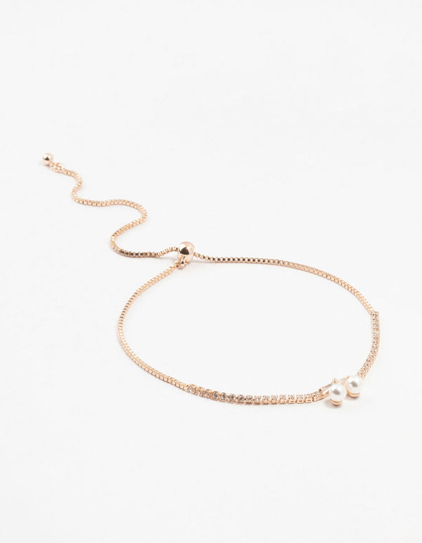 Rose Gold Plated Pave Pearl Cherry Bracelet