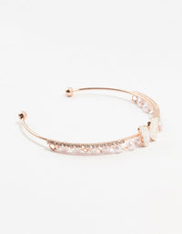 Rose Gold Plated Mother Of Pearl Butterfly & Pearl Wrist Cuff - link has visual effect only