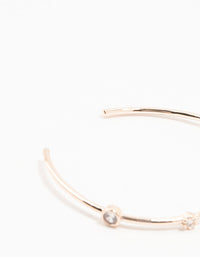 Rose Gold Plated Station Round Cubic Zirconia Wrist Cuff - link has visual effect only