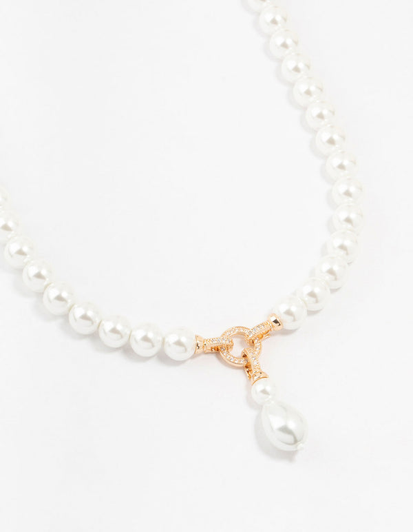 Pearl Gold Cubic Zirconia Short Necklace