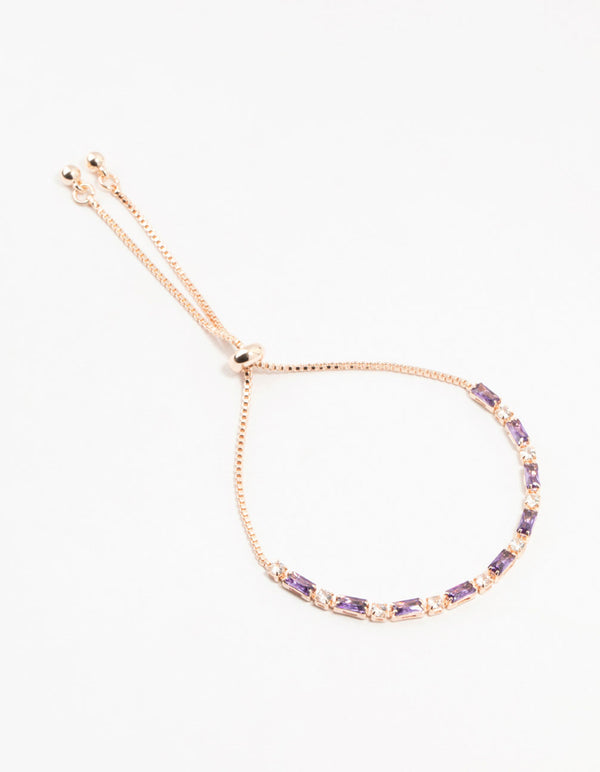 Rose Gold Purple Cubic Zirconia Toggle Bracelet