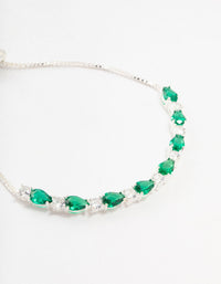 Silver Emerald Cubic Zirconia Toggle Bracelet - link has visual effect only