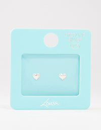 Sterling Silver Mini Puff Heart Stud Earrings - link has visual effect only