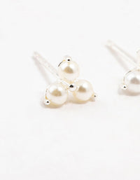 Sterling Silver Pearl Trio Stud Earrings - link has visual effect only