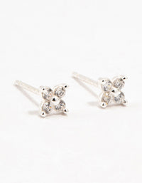 Sterling Silver Cubic Zirconia Micro Flower Stud Earrings - link has visual effect only