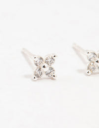 Sterling Silver Cubic Zirconia Micro Flower Stud Earrings - link has visual effect only