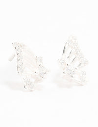 Sterling Silver Cubic Zirconia  Butterfly Wings Stud Earrings - link has visual effect only