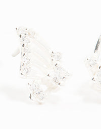 Sterling Silver Cubic Zirconia  Butterfly Wings Stud Earrings - link has visual effect only