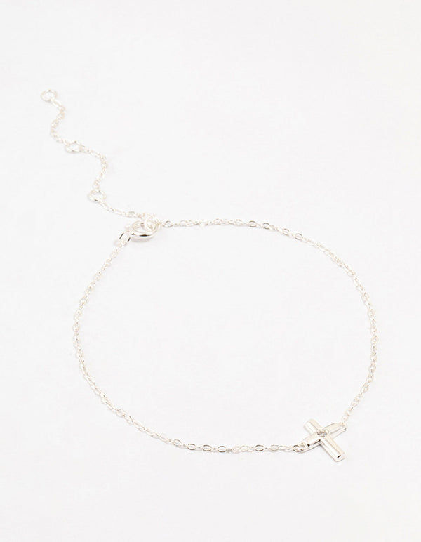 Sterling Silver Clean Cross Bracelet