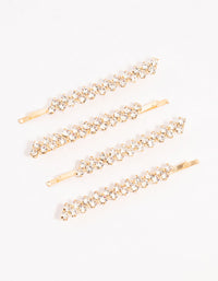 Gold Zig Zag Diamante Hair Clips 4-Pack - link has visual effect only