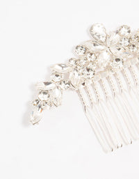 Silver Mixed Cut Cubic Zirconia Hair Comb - link has visual effect only