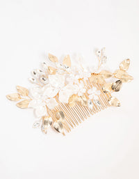 Gold Mixed Flower & Leaf Hair Comb - link has visual effect only