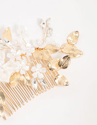 Gold Mixed Flower & Leaf Hair Comb - link has visual effect only