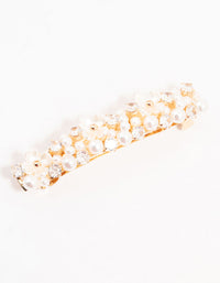 Pearl & Cubic Zirconia Flower Gold Hair Clip - link has visual effect only