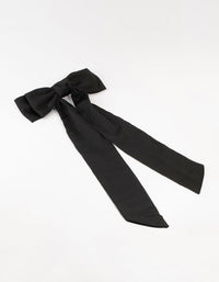 Black Relaxed Fabric Extra Long Bow Clip - link has visual effect only