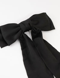 Black Relaxed Fabric Extra Long Bow Clip - link has visual effect only