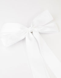 White Fabric Oversized Ribbon Bow Clip - link has visual effect only