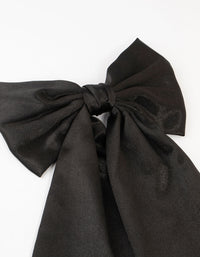 Black Satin Fabric Statement Bow Clip - link has visual effect only