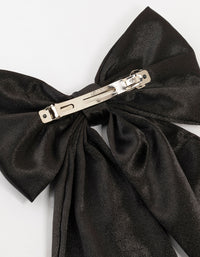 Black Satin Fabric Statement Bow Clip - link has visual effect only