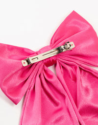 Hot Pink Satin Fabric Statement Bow Clip - link has visual effect only