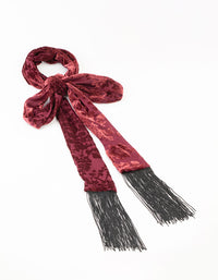 Burgundy Devore Velvet Fabric Fringe Scarf - link has visual effect only