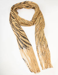 Gold Skinny Lurex Fabric Zebra Scarf - link has visual effect only