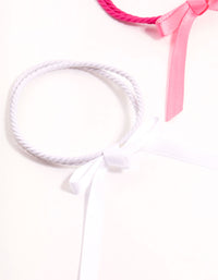 Thin Pink & White Fabric Bow Hair Ties 4-Pack - link has visual effect only