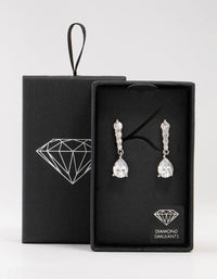 Silver Cubic Zirconia Drop Earrings - link has visual effect only