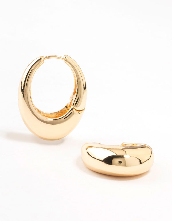 Gold Plated Mega Oval Hoop Earrings