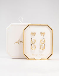 Gold Plated Bow & Hoop Earrings 3-Pack - link has visual effect only