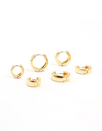 Gold Plated Thick Bold Hoop Earrings 3-Pack - link has visual effect only