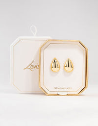 Gold Plated Puffy Teardrop Stud Earrings - link has visual effect only