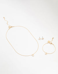 Kids Gold Butterfly Necklace & Earrings & Wrist Cuff Set - link has visual effect only