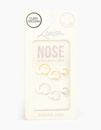 Mixed Metals Graduating Nose Rings 6-Pack - link has visual effect only