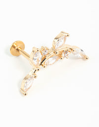 Gold Plated Surgical Steel Curved Vine Single Flat Back - link has visual effect only