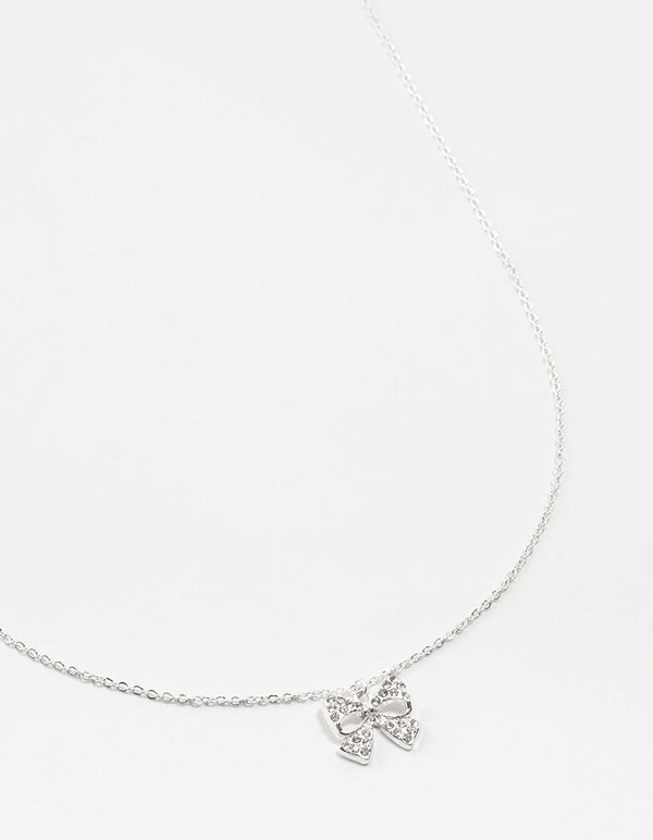 Silver Bling Bow Neckalce