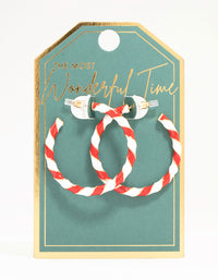 Red & White Candy Cane Enamel Hoop Earrings - link has visual effect only