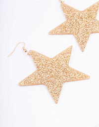 Gold Glittery Star Drop Earrings - link has visual effect only