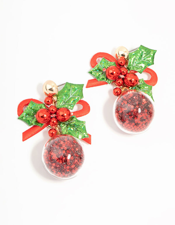 Red & Green Holly Shaker Earrings